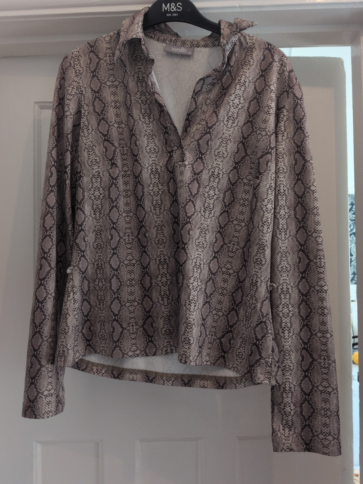 Wallis 12 Collared Multicoloured Long Sleeve Blouse