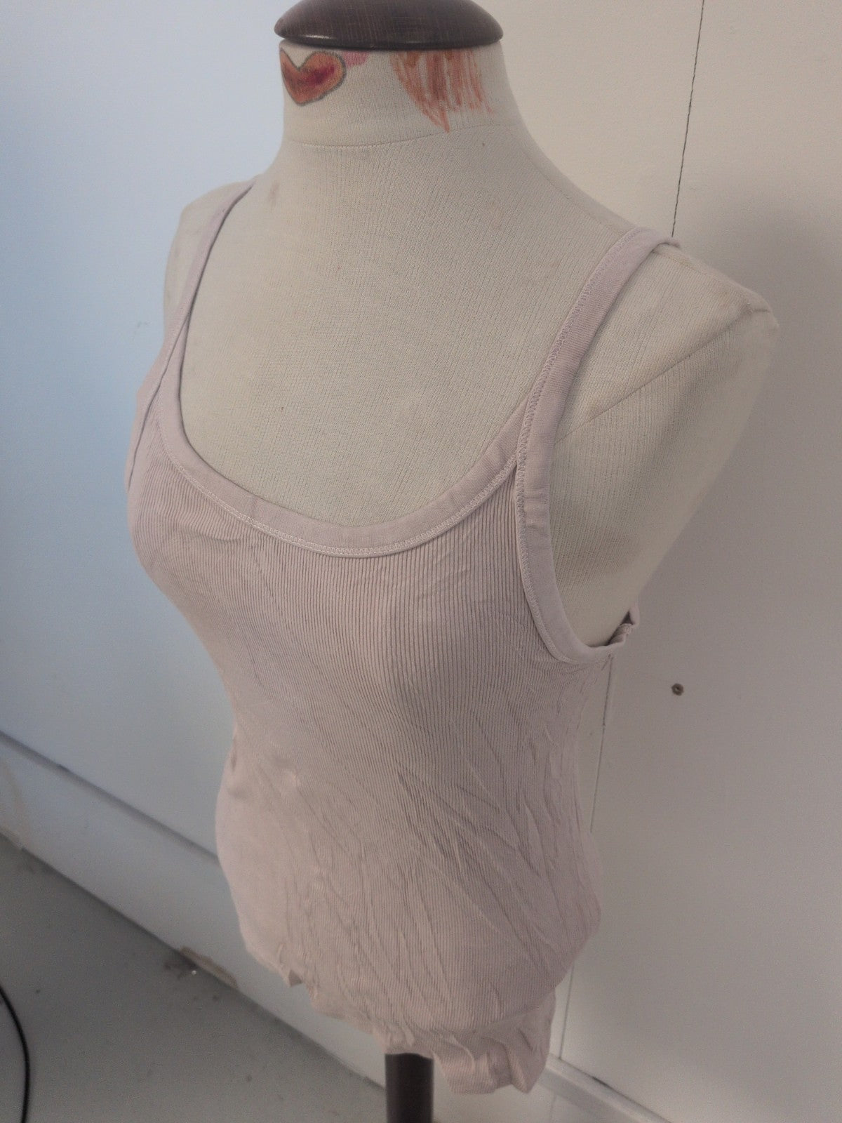 Ladies H&M Basics Size Medium Pale Pink Sleeveless T-shirt Brush Rib