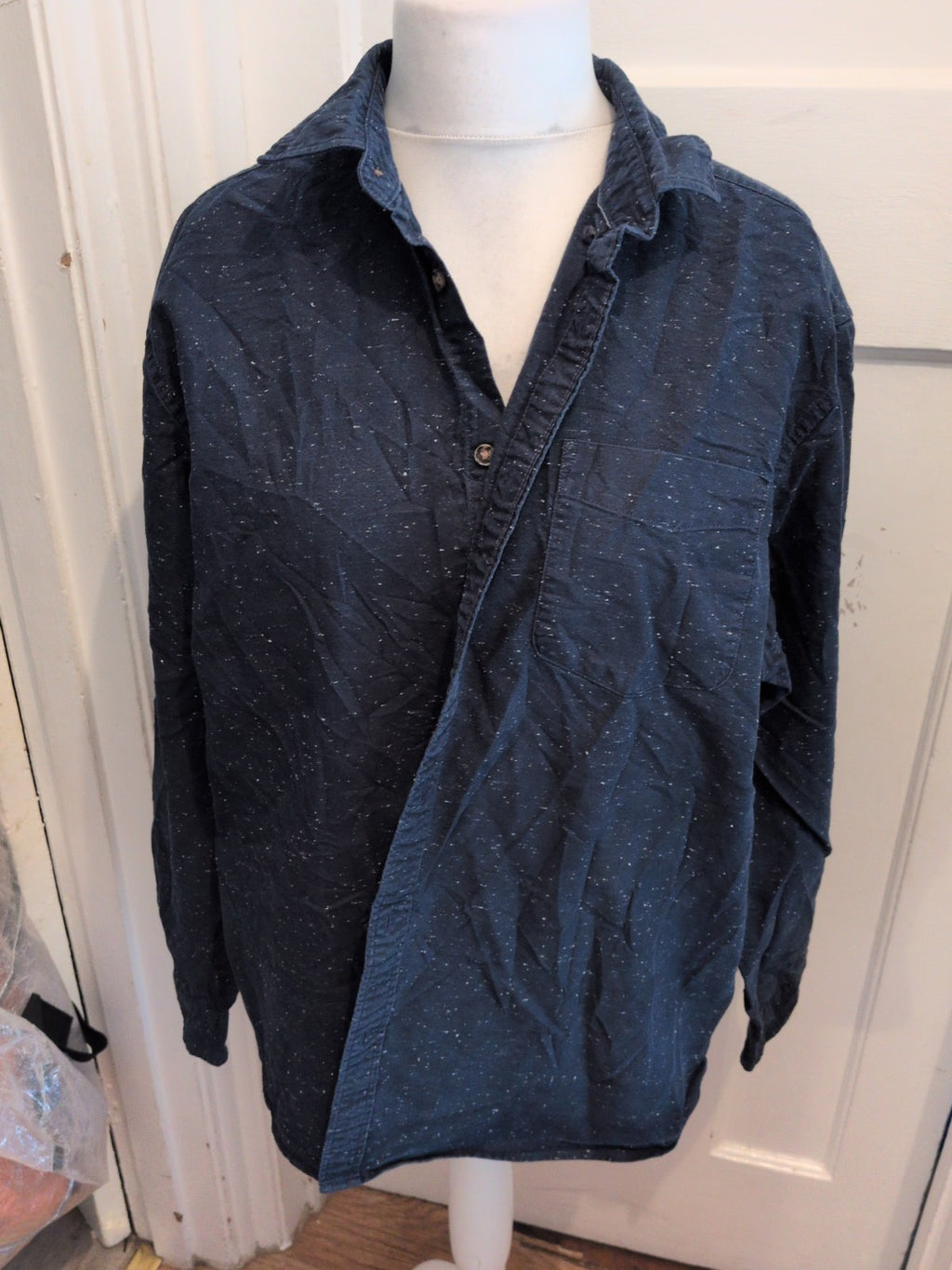 Marks And Spencer 2XL Navy With White Specks Long Sleeve Shirt