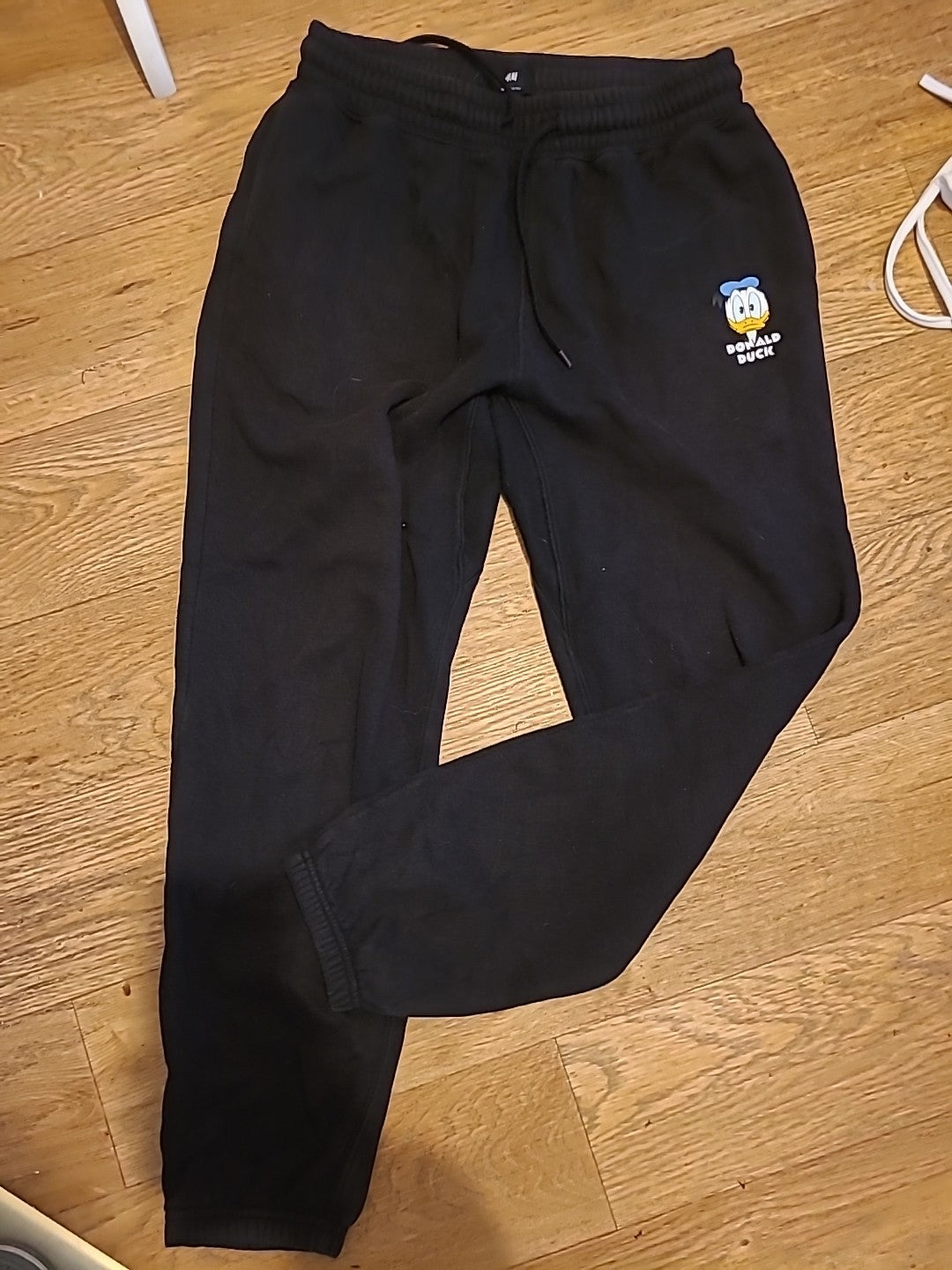 Ladies H&M Size Small Regular Fit Black Joggers Donald Duck