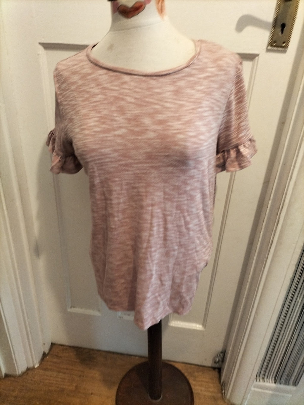 Ladies Papaya Size 10 Pink And White Striped Long Sleeve Top