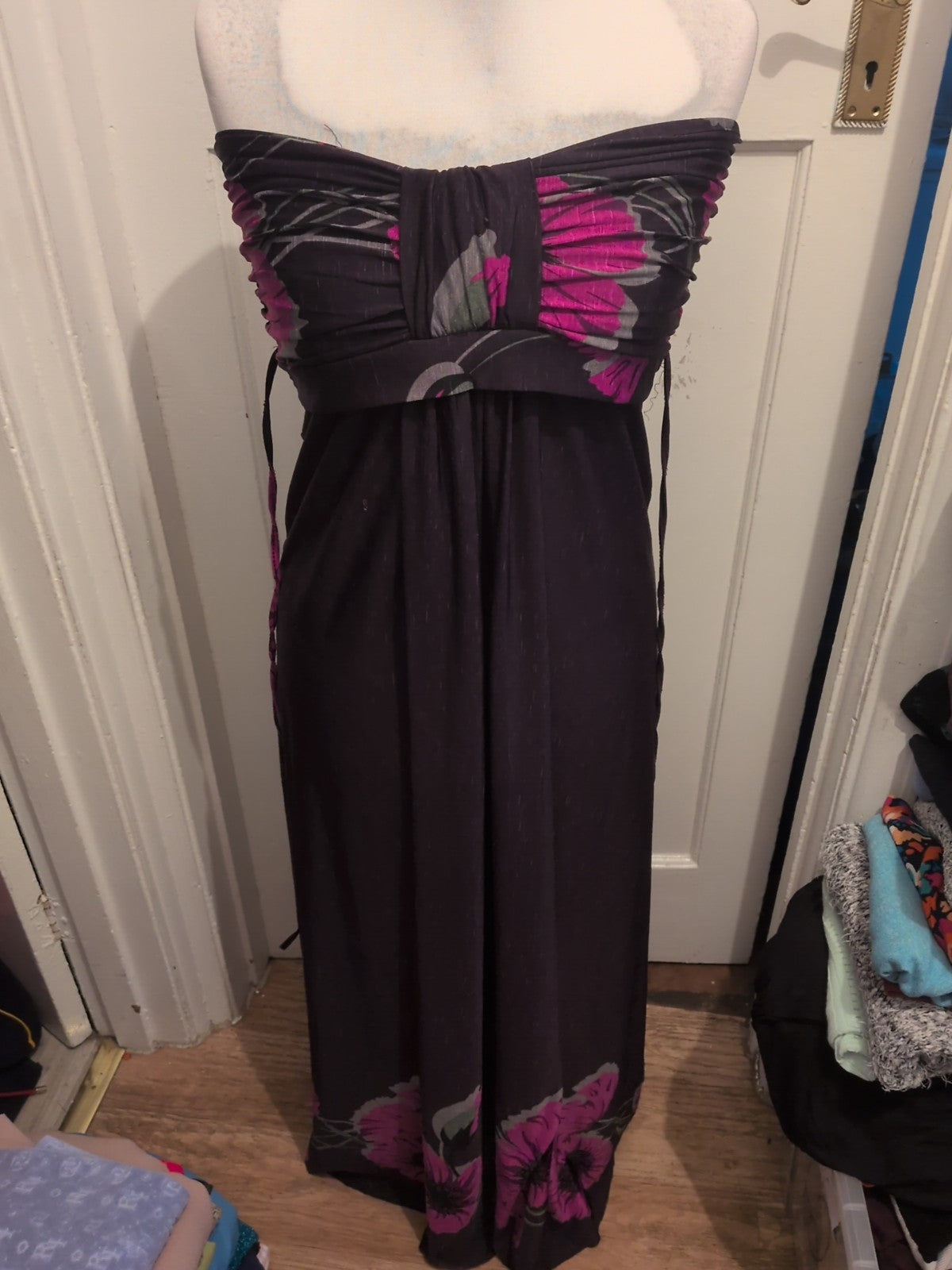 Ladies Apricot Size Large Purple Long Length Dress