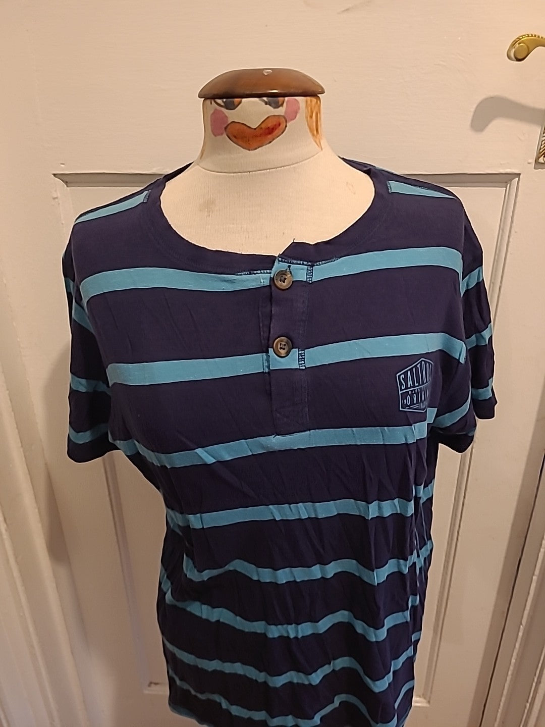 Mens Saltrock Size Large Navy And Blue Striped Tshirt