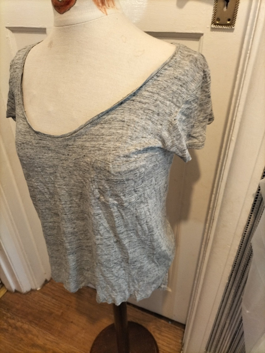 Ladies Next Size 8 Grey Scoop Neck Short Sleeved Tshirt