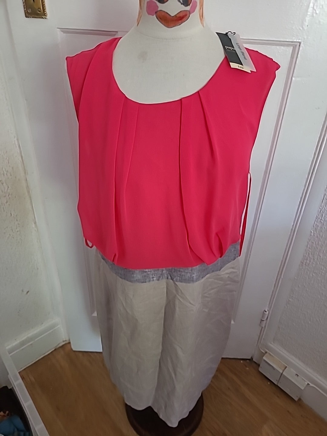 Brand New Ladies Papaya Size 16 Pink/Beige Sleeveless Dress