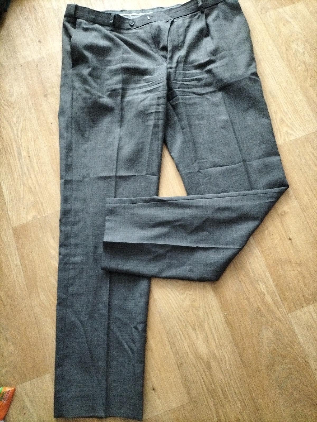 Mens M&S Collection Size 38/33 Grey Formal Smart Trousers