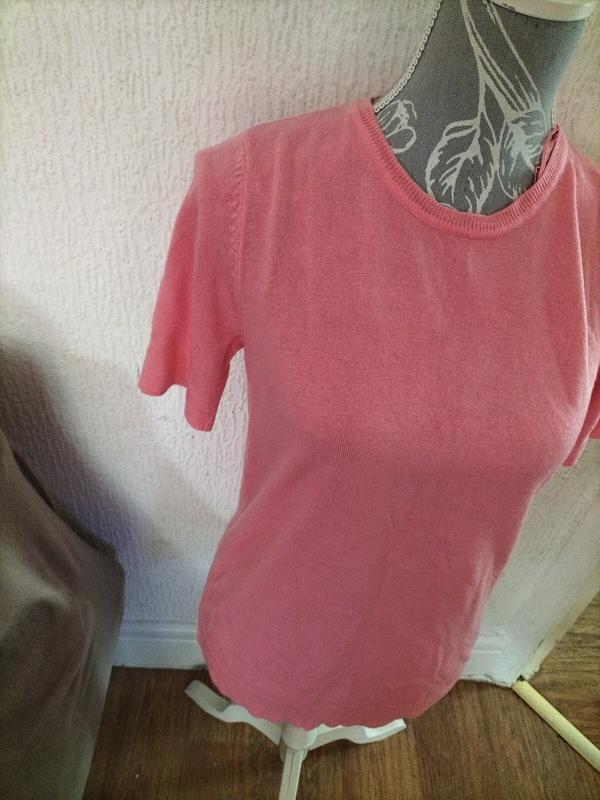 Ladies Bonmarche Size 10 Pink Short Sleeved Blouse