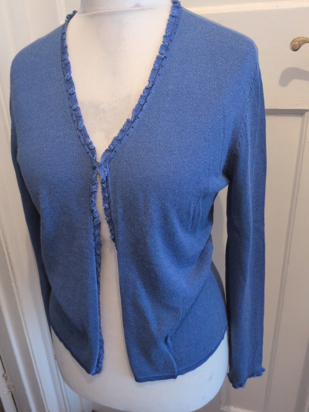 Country Casuals Medium Long Sleeve Clip Fasten Blue Blouse