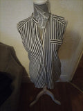 Ladies H+M Size 8 Black/White Striped Sleeveless Blouse