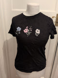 New Look 8 Black With Flowers Short Sleeve T-shirt
