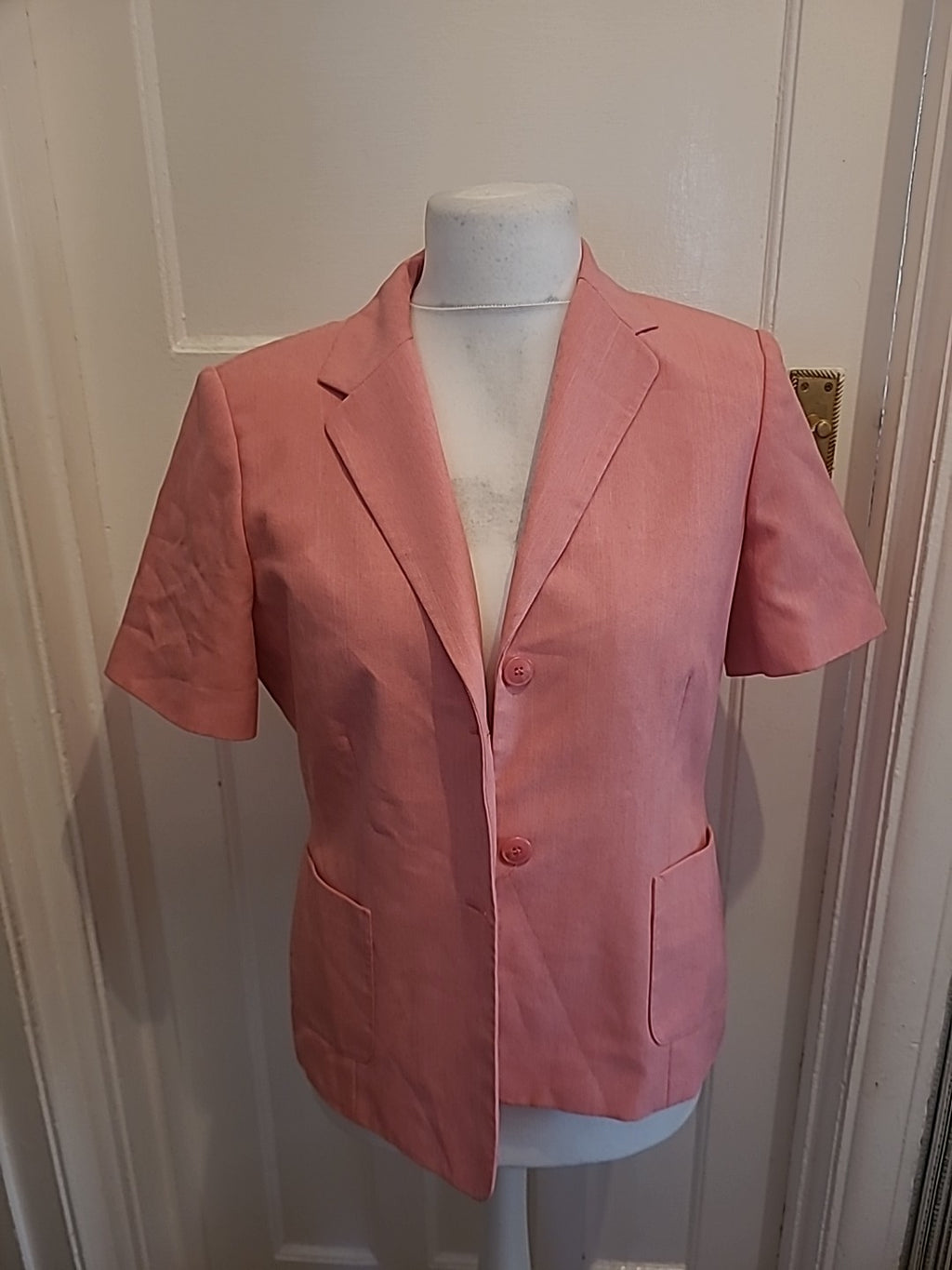 Ladies Berkertex Size 14 Pink Lined Padded Blazer Short Sleeved