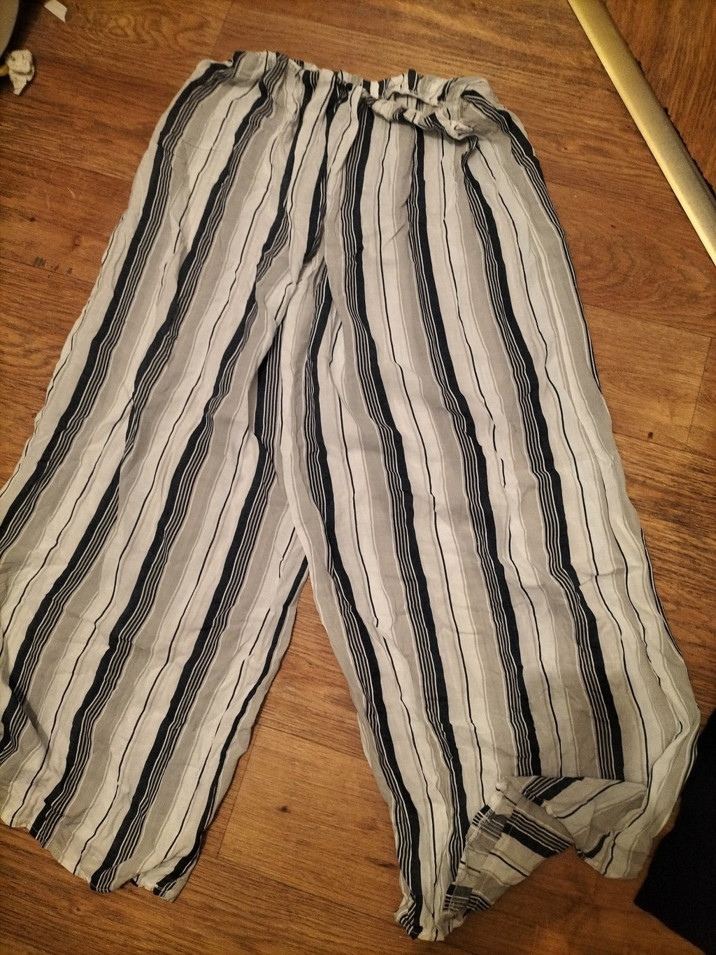 Ladies Size Small Blue/Grey/White Striped Elasticated Pyjama Bottoms