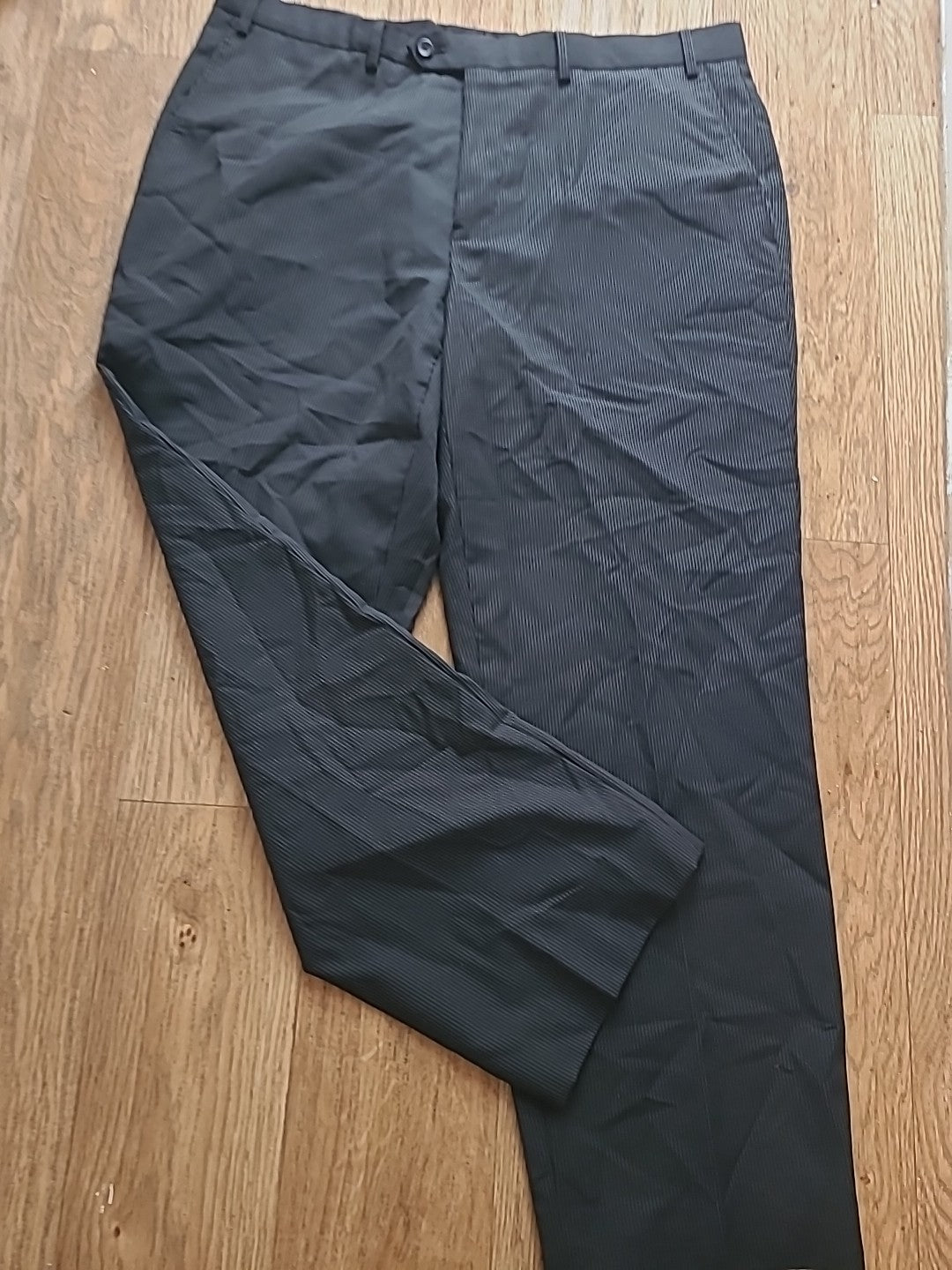 Mens Savoy Taylors Guild 36S Black Thin Striped Trousers