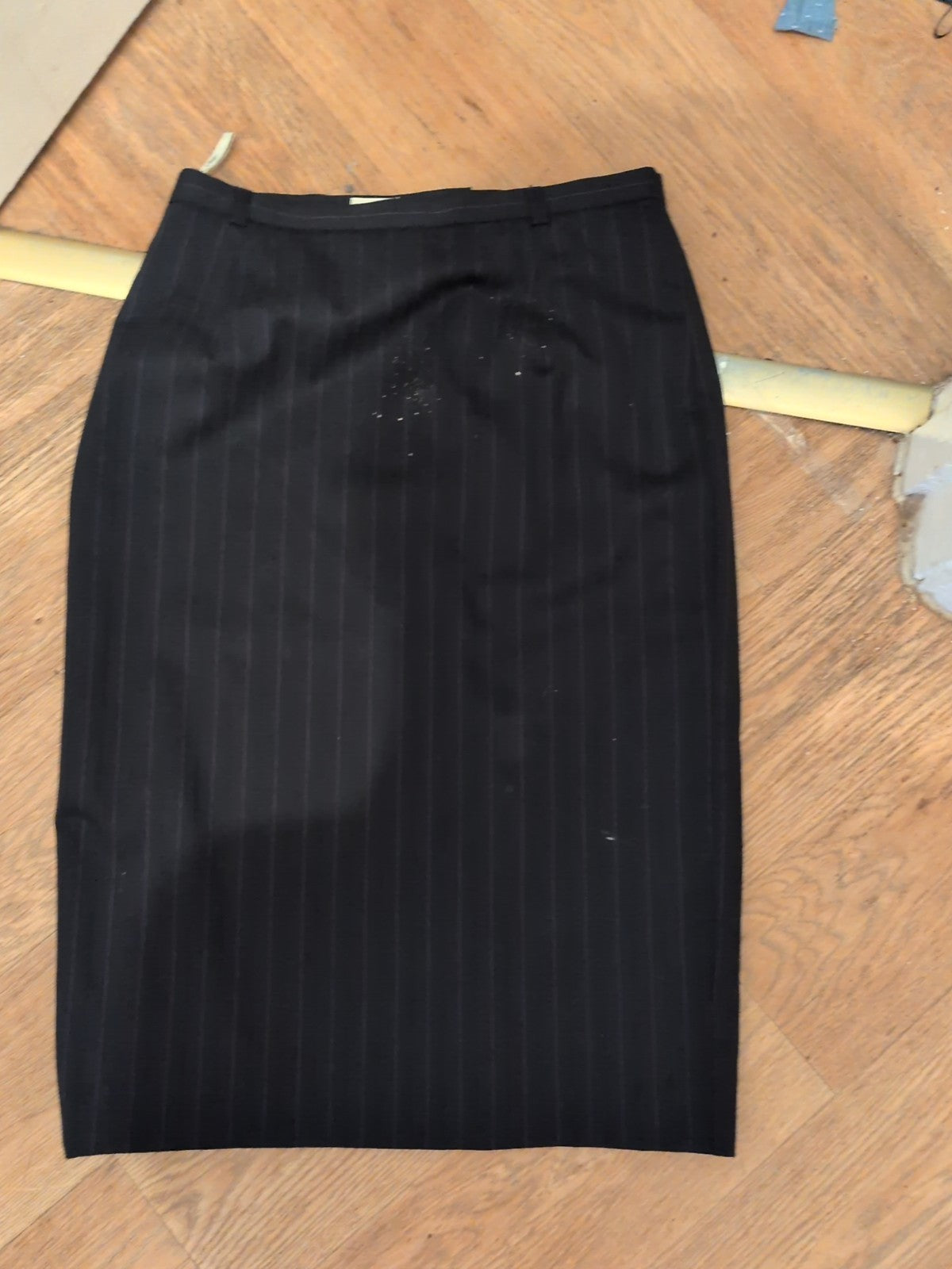 Viyella 12 Navy And Purple Pinstripe Lined Straight Skirt