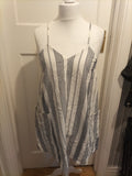 Ladies Debenhams Size Small Grey And White Striped Sleeveless Top