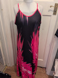 Large Pink And Black Sleeveless Dress Long Length