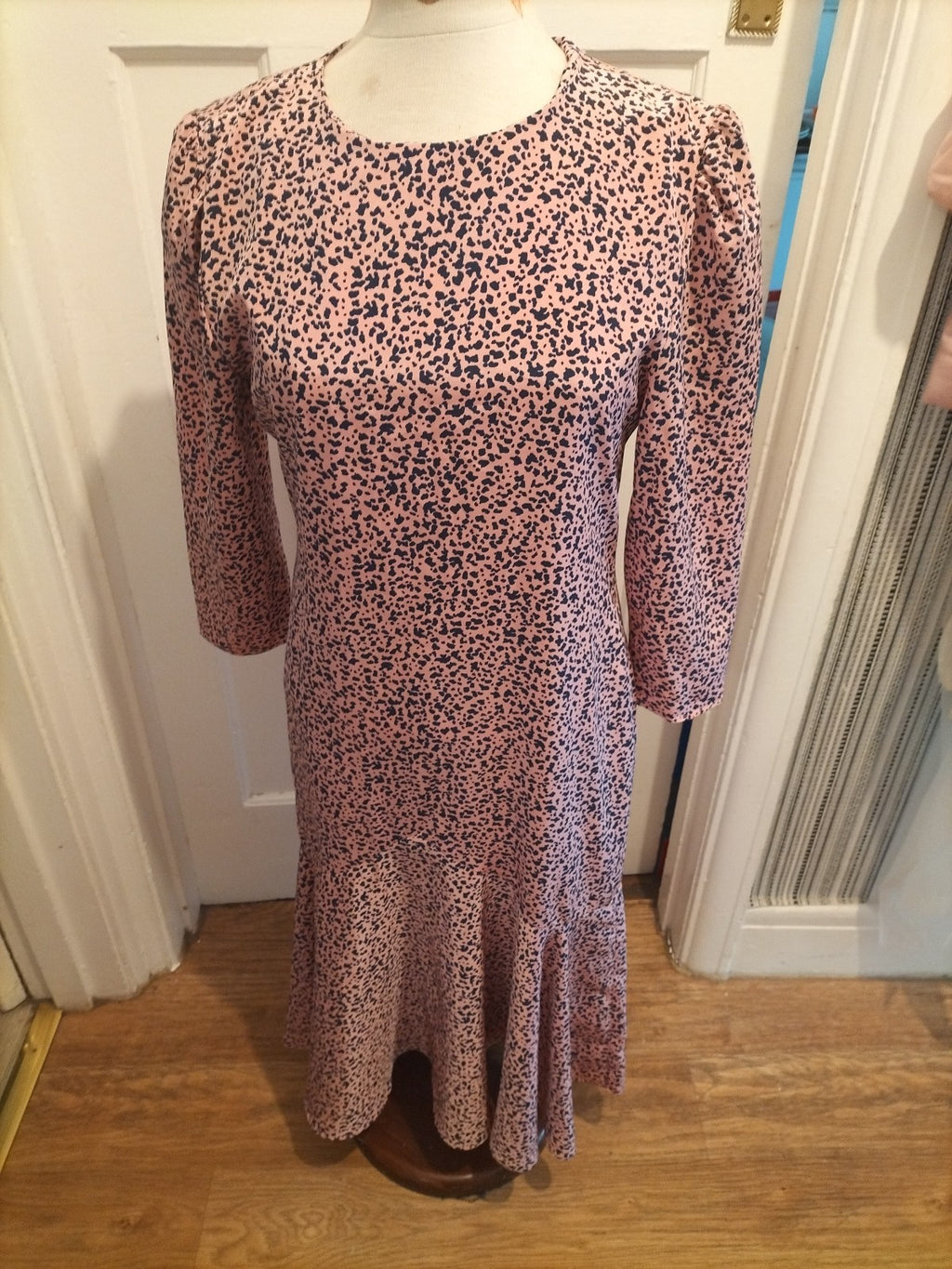 Ladies Karida London Size 12 Pink/Black Mid Sleeved Dress