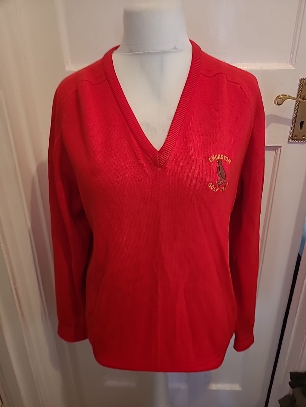 Mens Lyle And Scott Size L Red Churston Gold Club Jumper