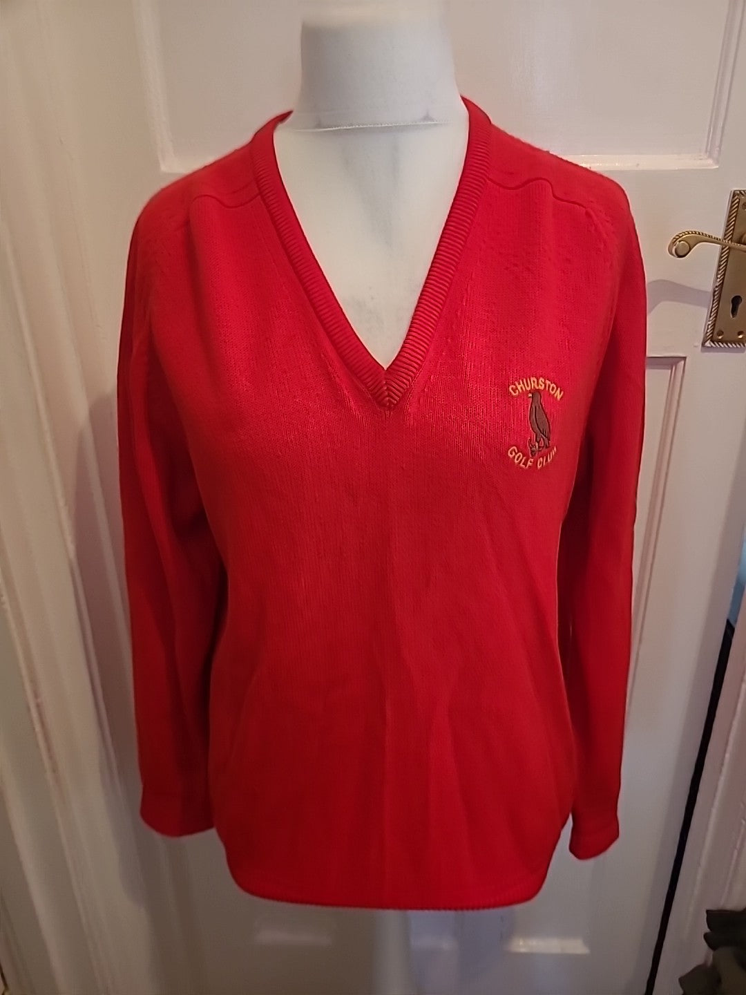 Mens Lyle And Scott Size L Red Churston Gold Club Jumper