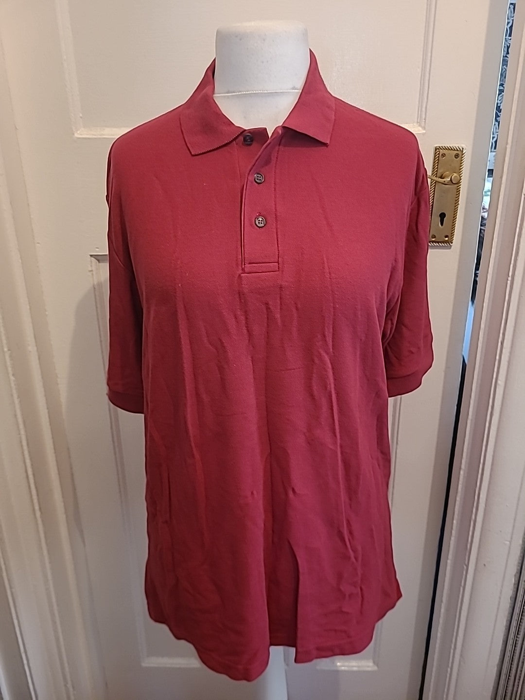 Mens Marks And Spencer Size Large Raspberry Short Sleeved Polo