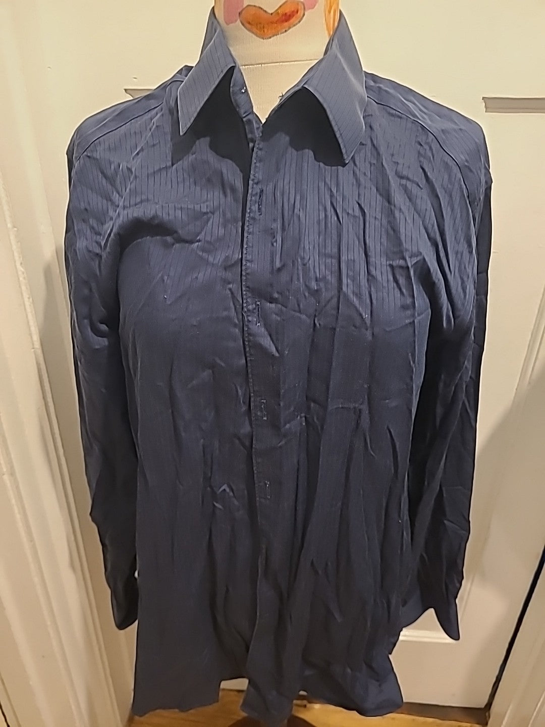 Mens Autograph Non Iron Size 16" Navy Long Sleeve Shirt