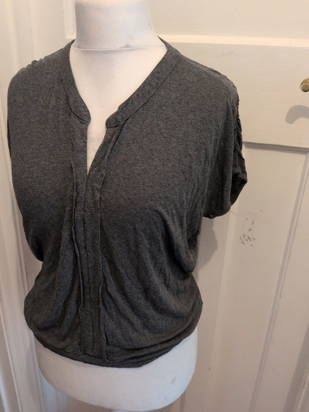 Large Grey V Neck Short Sleeve T-shirt