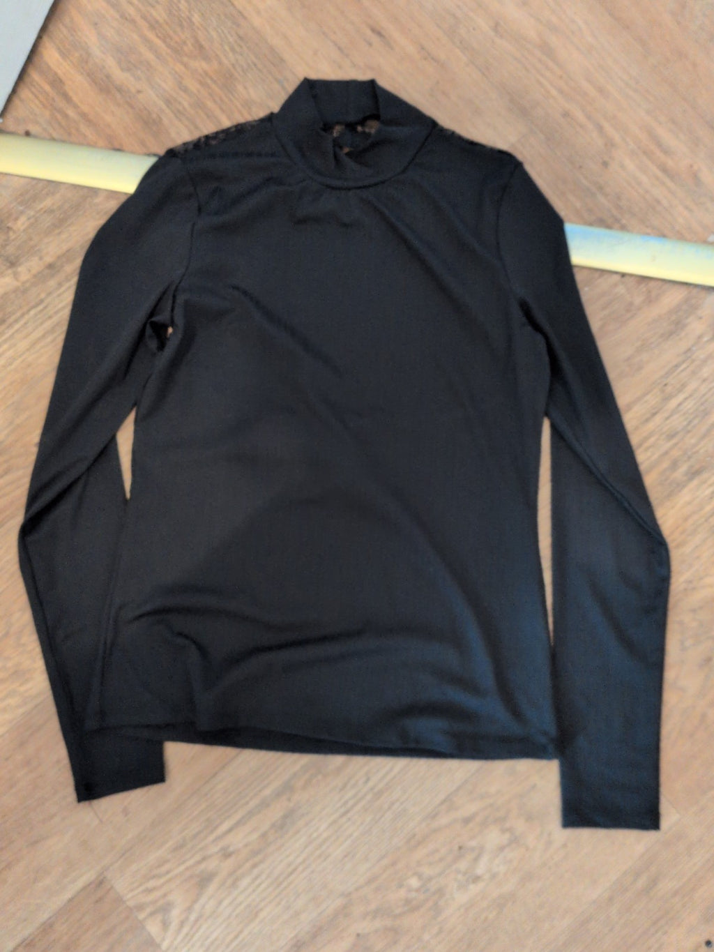 H&M Small Black Choker Neck Open Upper Back Top Long Sleeve