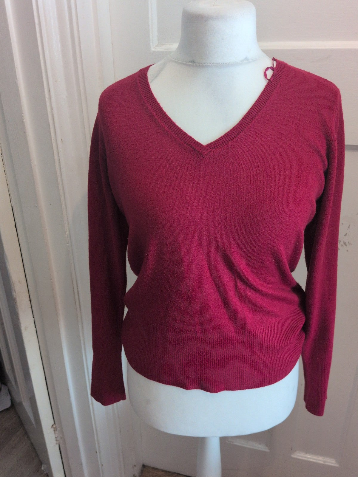 Collection Debenhams 12 Dark Purple Long Sleeve V Neck Jumper