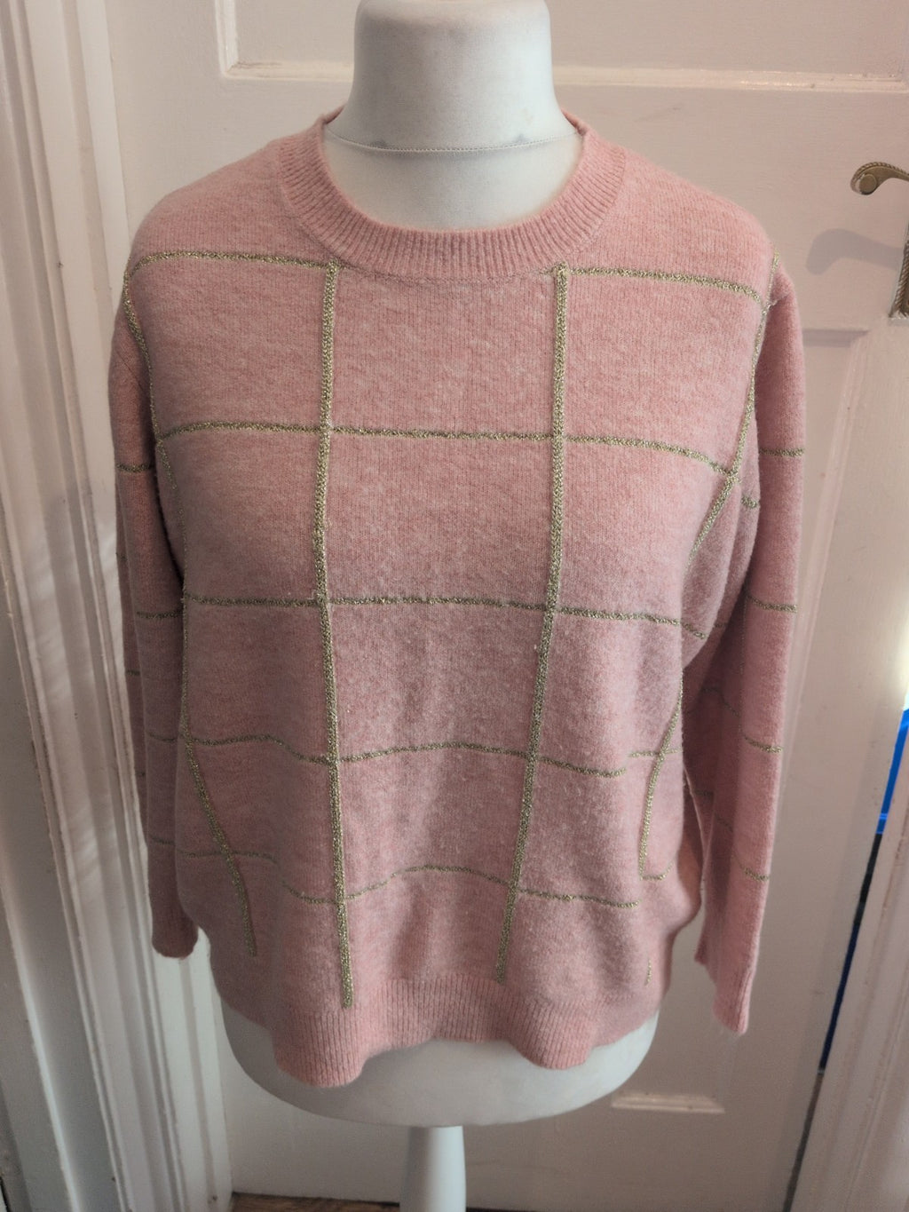 Ladies Bonmarche Size 18 Pink And Gold Pullover Jumper