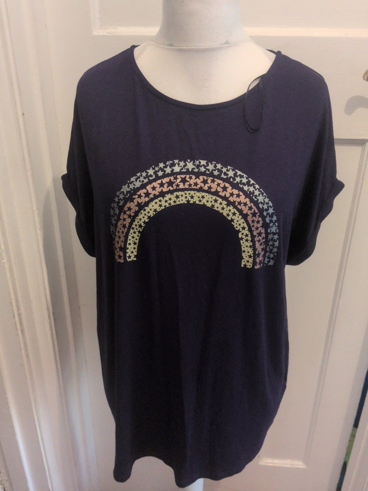 Tu Woman 20 Navy With Rainbow Image Short Sleeve T-shirt