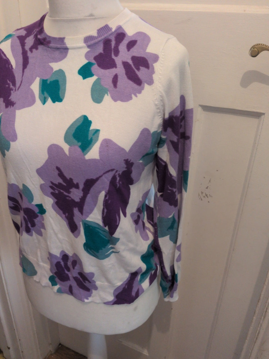 Bonmarche 14 White Green And Purple Jumper