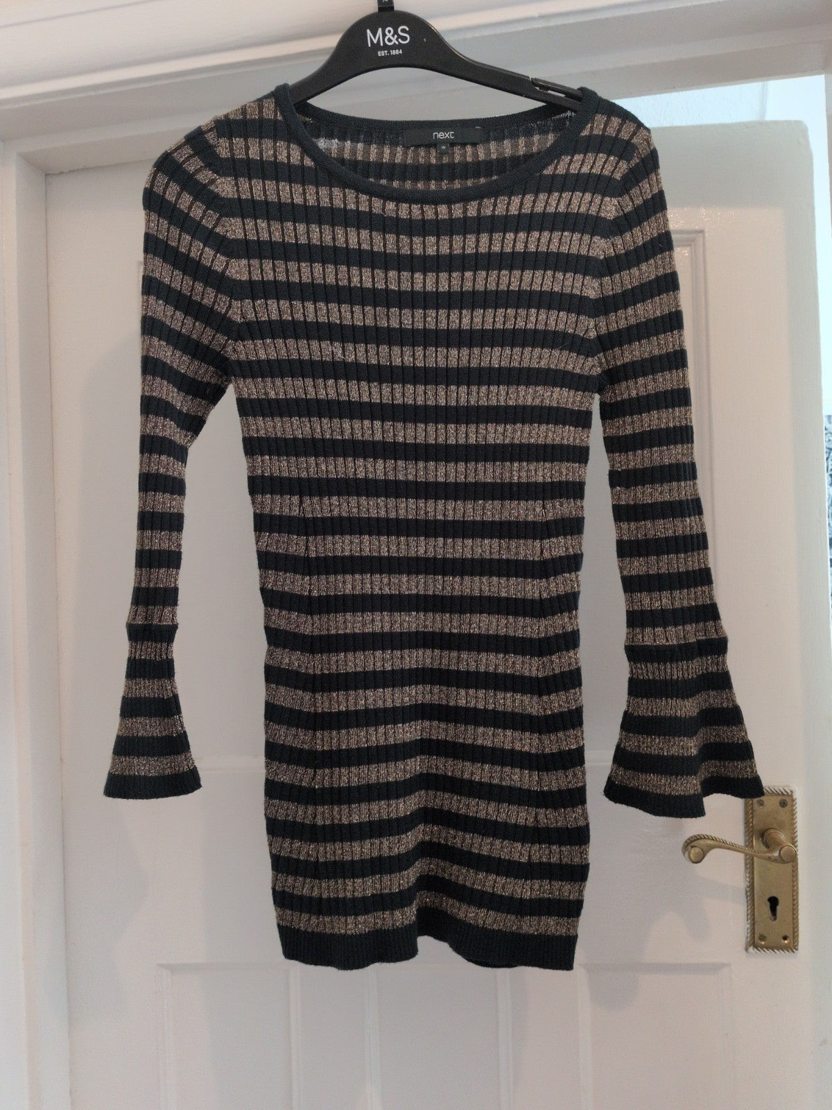 Next 10 Green And Gold Long Sleeve Blouse