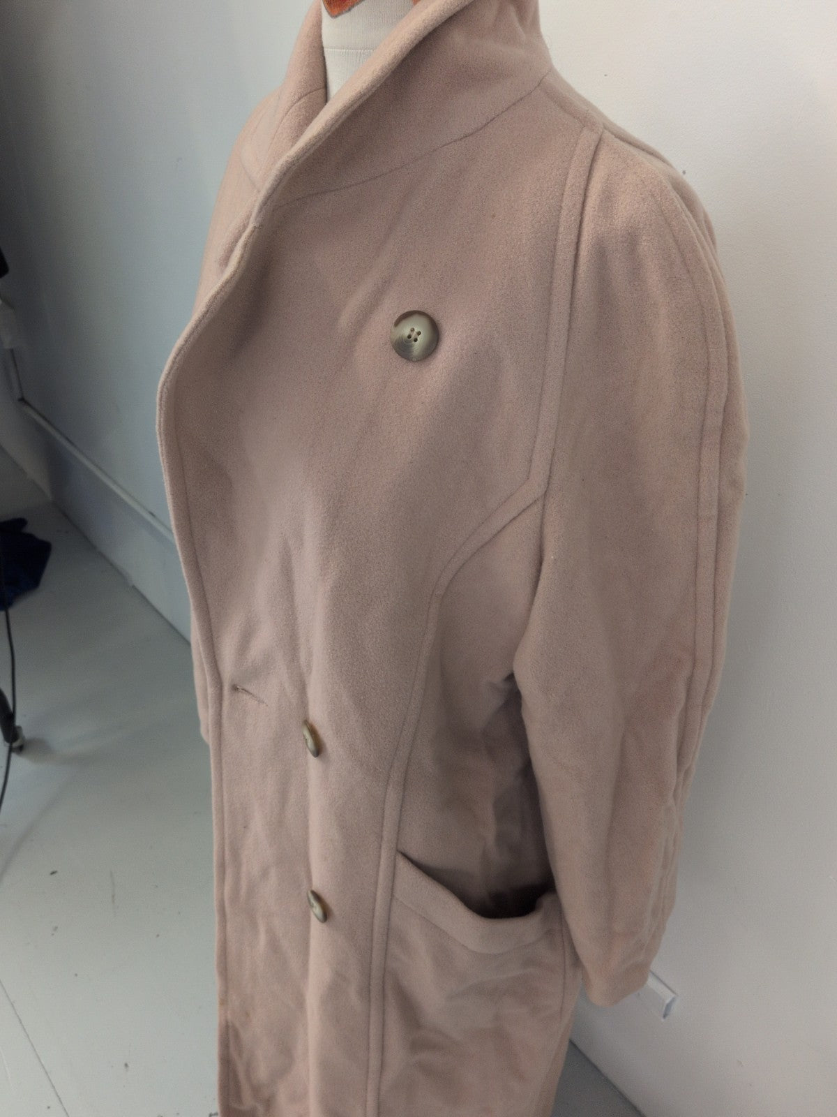Nuage 14 Beige Lined Buttoned Cashmere Blended Jacket
