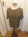 Ladies H&M Size 14 Black Bronze Cream Short Sleeved Tshirt