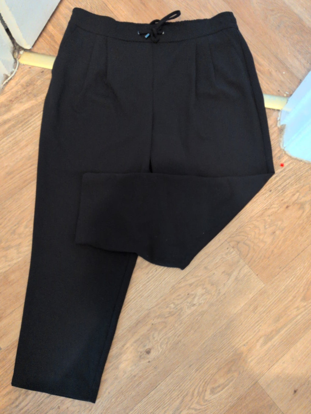 George 18 Black Elastic Waist With Drawstring Trousers