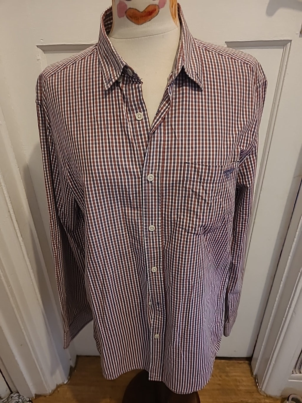 Mens Rivers Size Large Red Check Long Sleeved Shirt