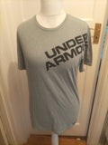 Mens Under Armour Size Small Grey And Black Print Short Sleeved Tshirt