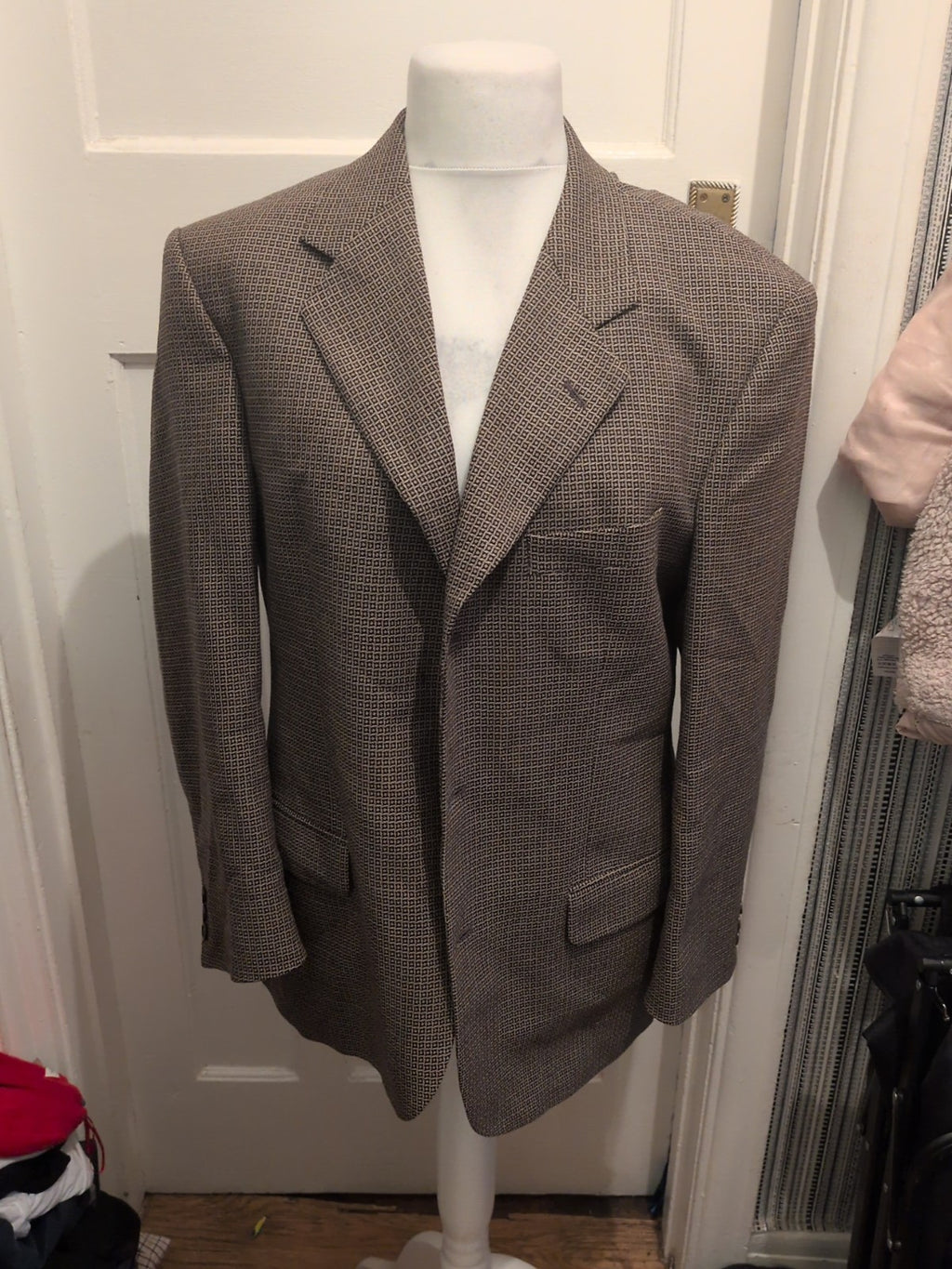 Approx 42" Brown/Beige Black Suit Jacket