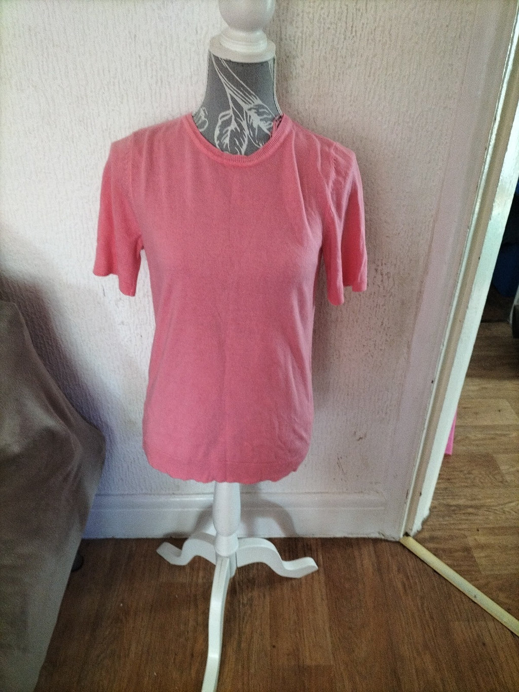 Ladies Bonmarche Size 10 Pink Short Sleeved Blouse
