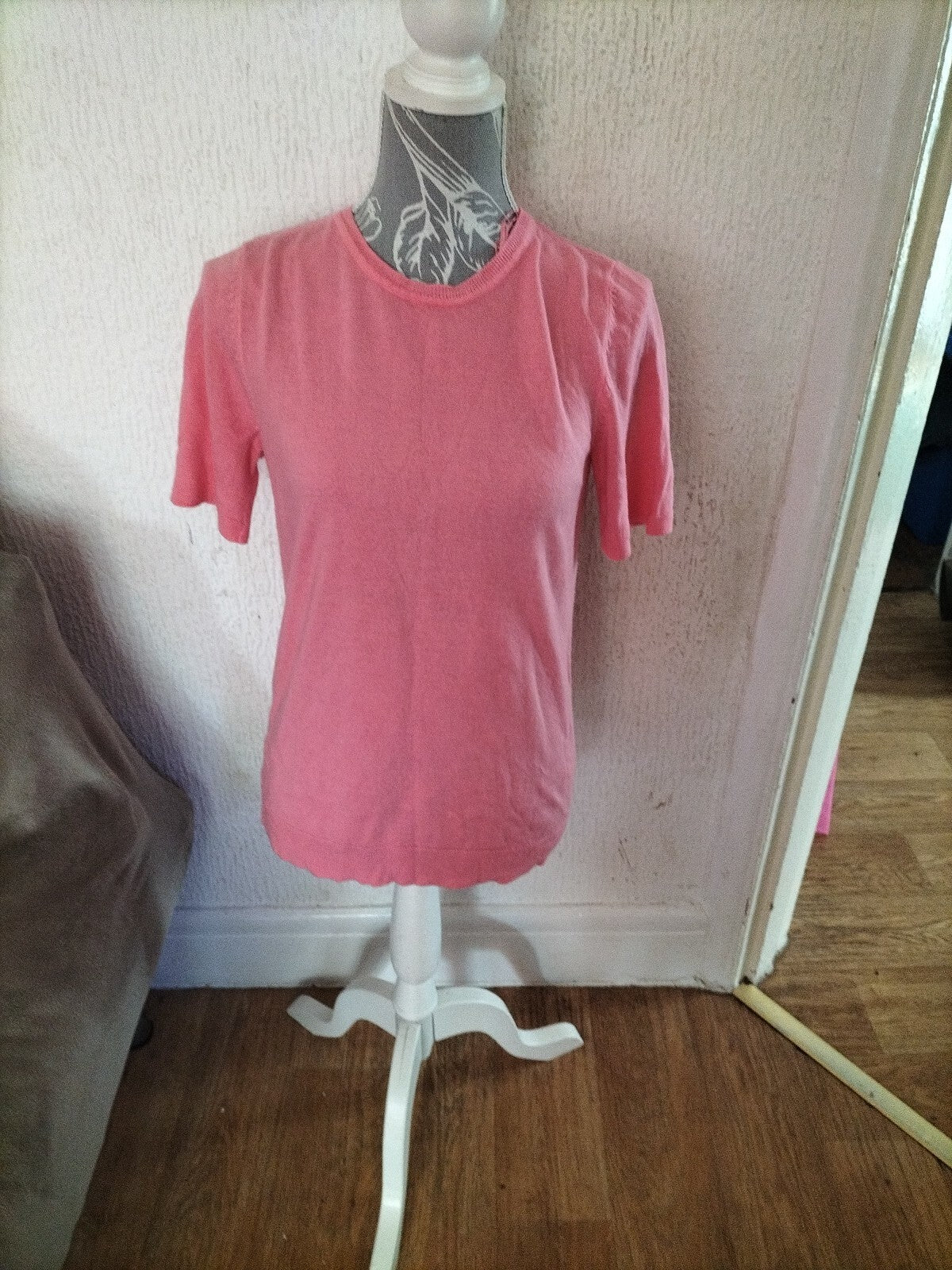 Ladies Bonmarche Size 10 Pink Short Sleeved Blouse