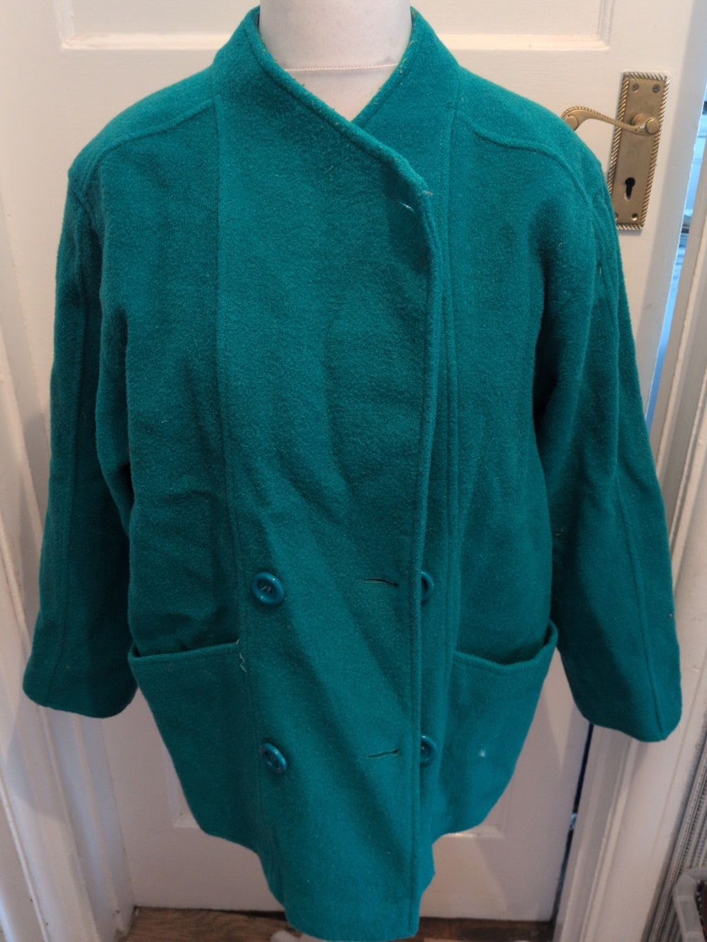 16 Teal Wool Lined Jacket Buttoned