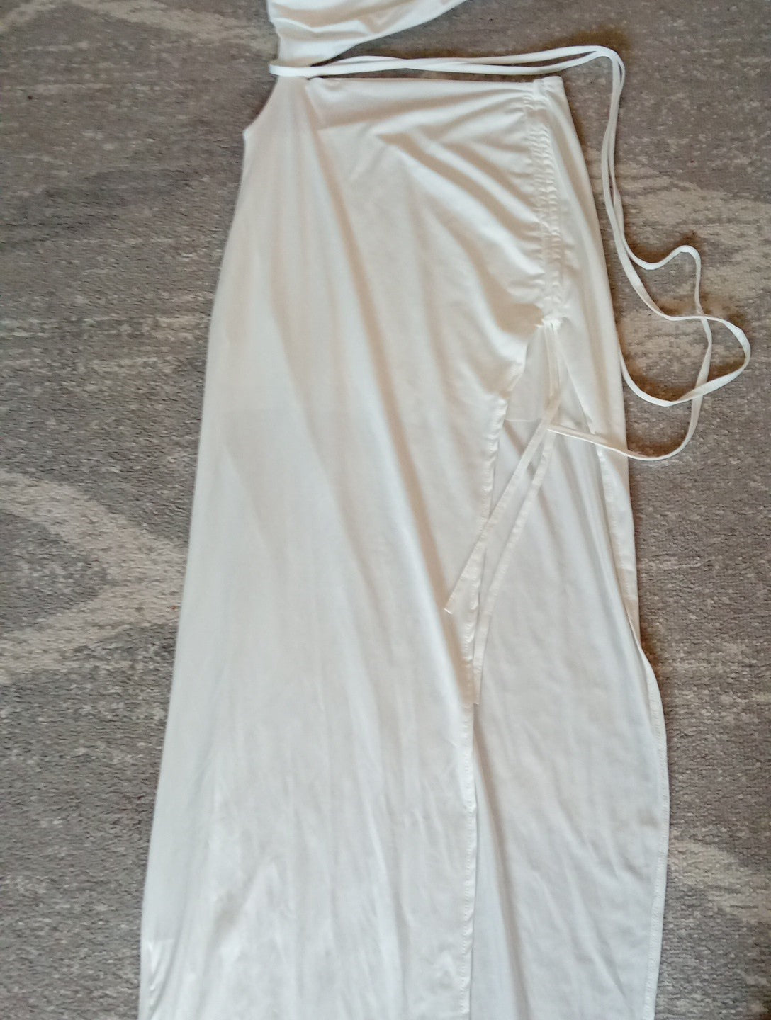 Ladies Cream Bodycon Dress Size Med (10)