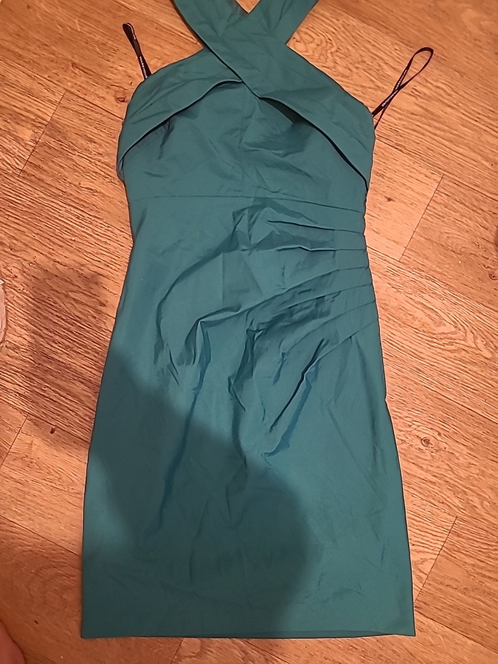 Ladies Warehouse Size 10 Teal Sleeveless Criss Cross Dress