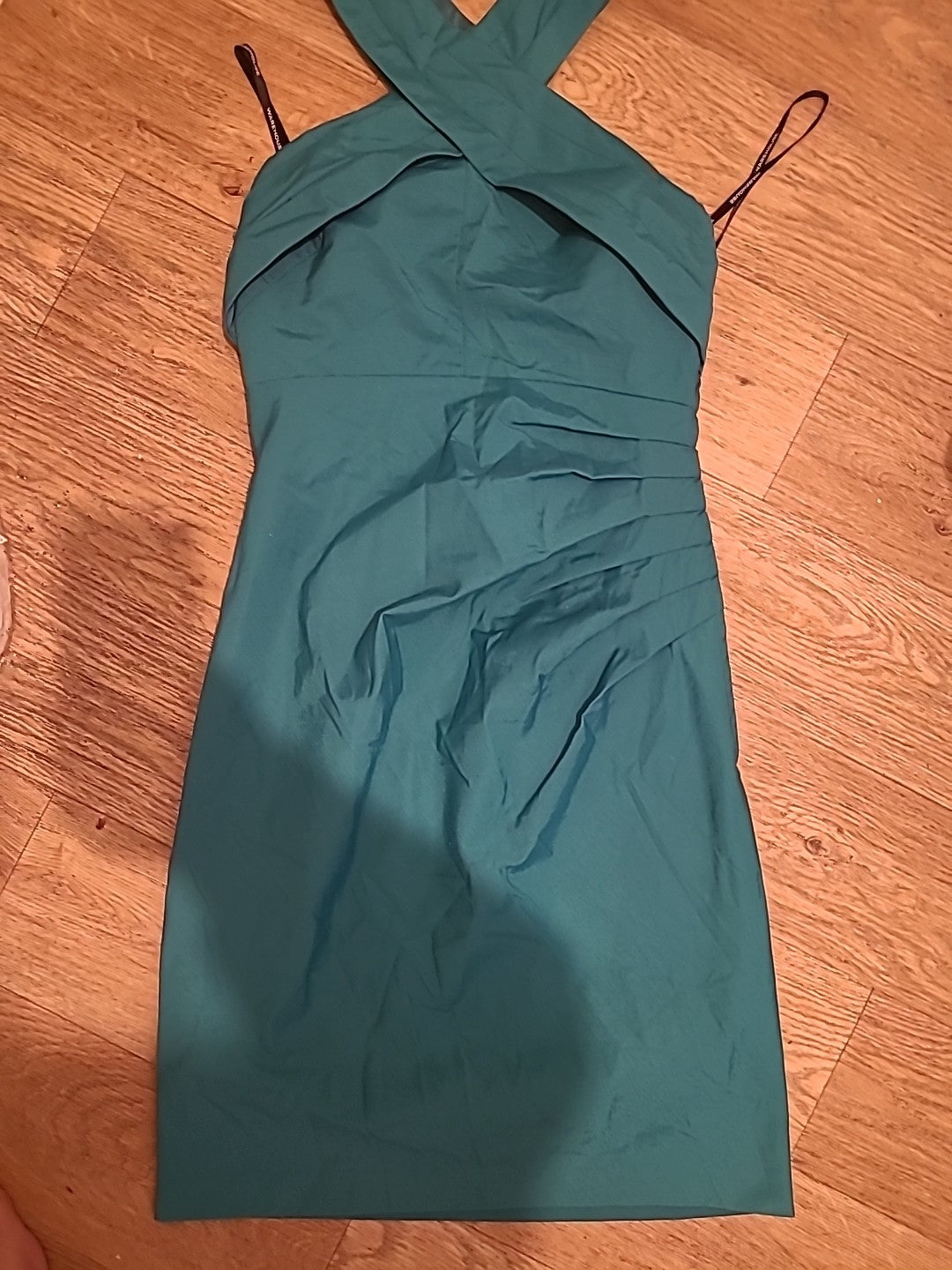 Ladies Warehouse Size 10 Teal Sleeveless Criss Cross Dress
