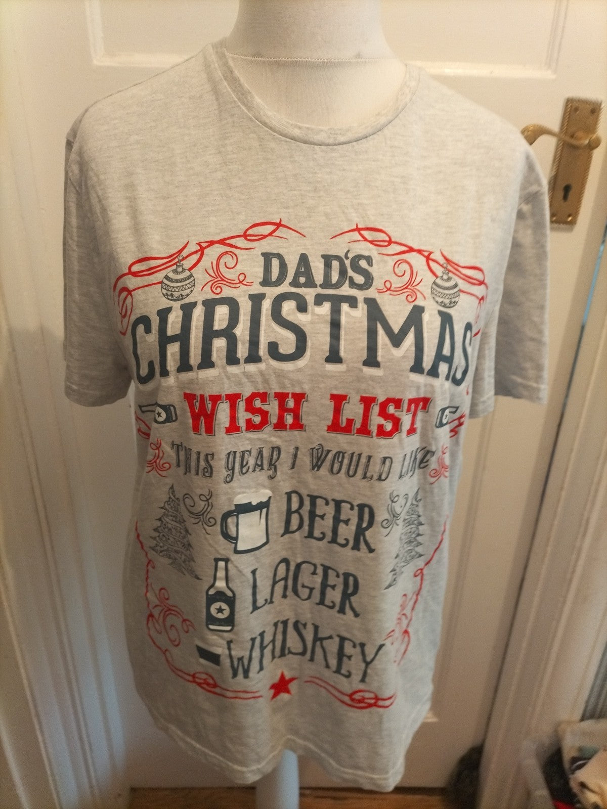 George Large Grey Print Christmas T-shirt
