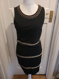 Ladies H&M Size L Black With Gold Chain Sleeveless Dress