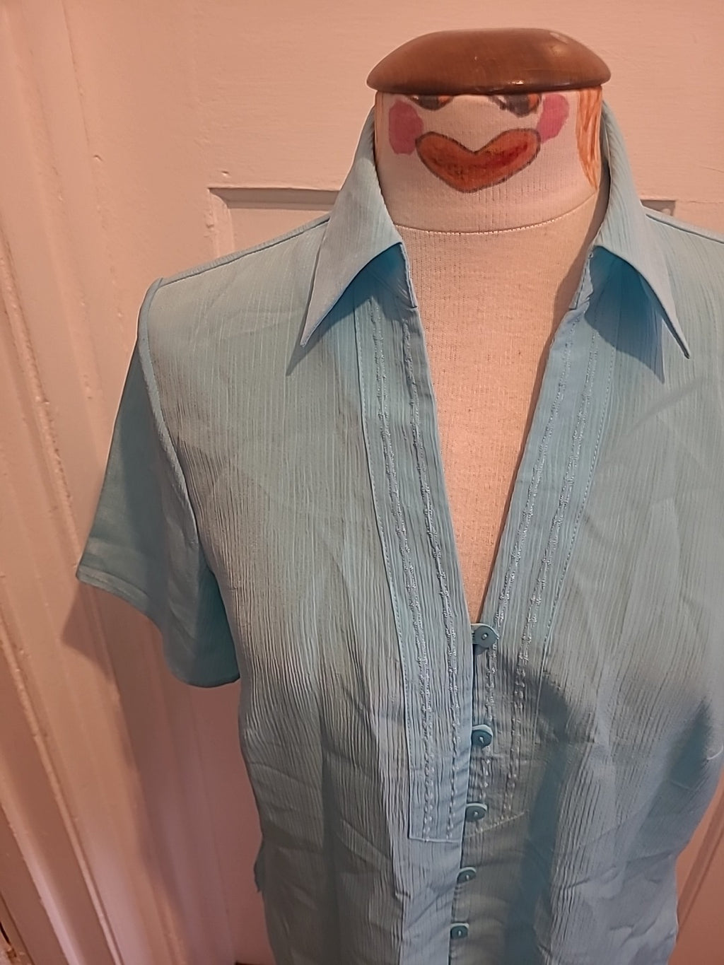 Marks And Spencer Size 12 Turquoise Short Sleeve Blouse