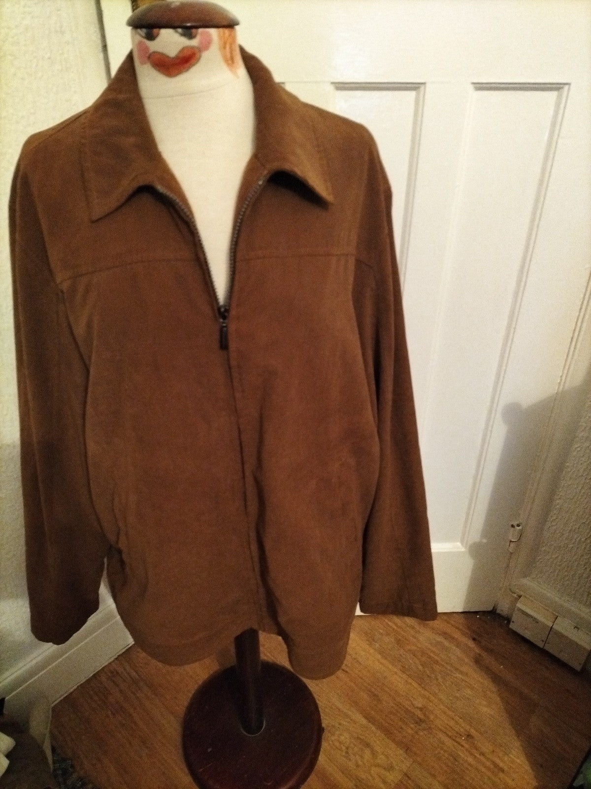 Mens Downstairs Size 46R Brown Suede Feel Lined Jacket