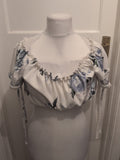 Ladies New Look Size 12 White Floral Elasticated Hem Crop Top