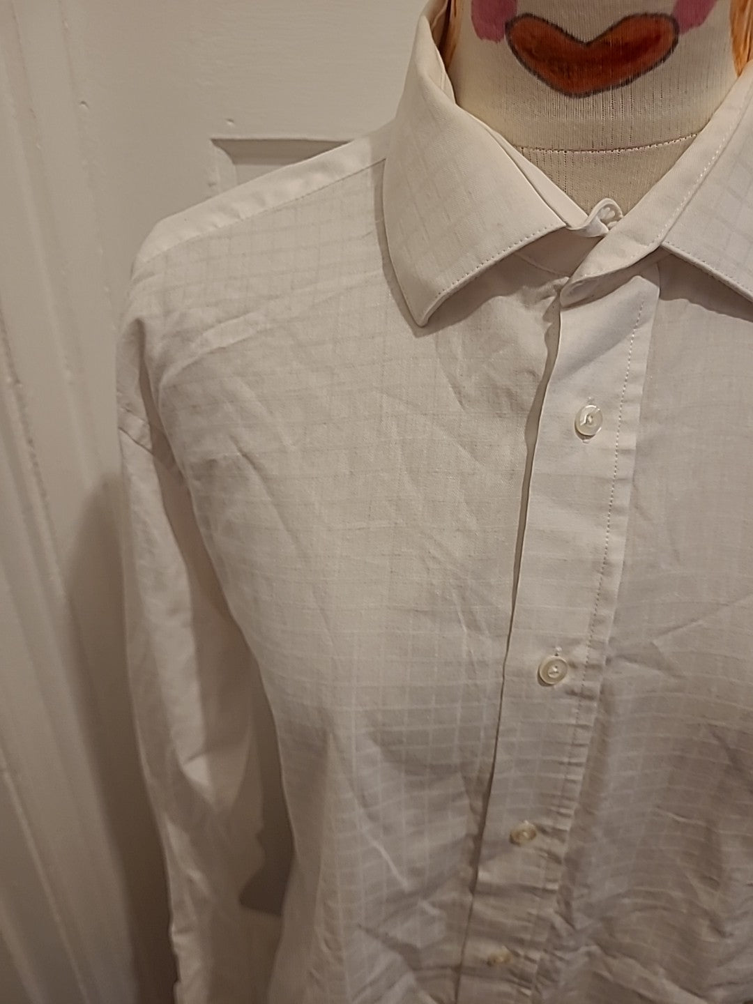 Mens Ben Sherman Size 16" White Long Sleeved Shirt